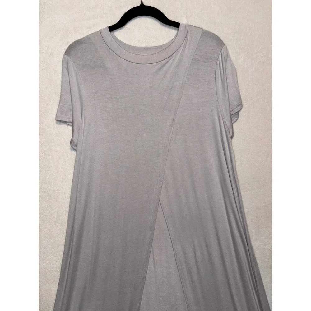 Free People Beach Crossover Short Sleeve Tulip Slit Maxi Dress lilac purple L